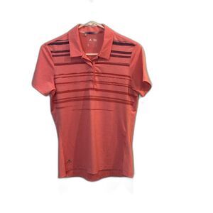 Adidas Ladies Pink Short Sleeved Polo Shirt Size Small-Arrowhead Top Stripes